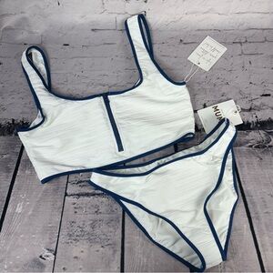 Show Me Your MuMu Size Large White and Blue Bikini Set *read description:)